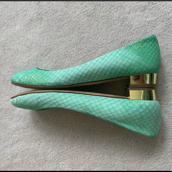 🌸HP🌸 Rare Find, J. Crew Collection Janey Snakeskin Flats, Metallic heels, 7.5 - Picture 13 of 16